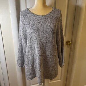 PureJill Mixed Yarn Crew Neck Kimono Pullover Sweater Black/Lavender XLarge